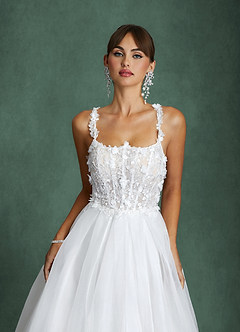 Azazie Gabrielle Wedding Dresses Diamond White Ball-Gown Tulle Dress image3