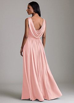 Azazie Novi Bridesmaid Dresses Powder Pink A-Line with Pockets Stretch Satin Dress image2