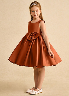 Azazie Jessie Flower Girl Dresses Burnt Orange A-Line Bow Matte Satin Dress image4