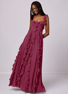 Barbie ♥ Azazie Bridesmaid Dresses Mulberry A-Line with Pockets Chiffon Dress image5