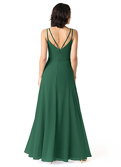 Azazie Janine Brautjungfernkleider A-Linie V-Hals Chiffon Kleid Dunkelgrün image4