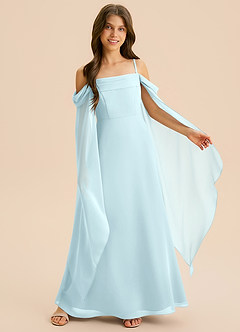 Azazie Moana Junior A-Linie Plissee Chiffon Kleid Wolke Blau image6