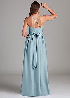 Azazie Llana Maternity Bridesmaid Dresses A-Line Stretch Satin Floor-Length Dress with Pockets image2