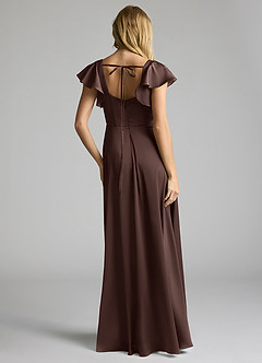 Azazie Bondi Bridesmaid Dresses Ganache A-Line Bow Stretch Satin Dress image4