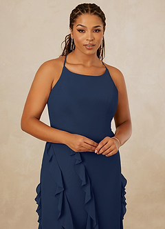 Christian Siriano Bridal for Azazie 1006 Bridesmaid Dresses Dark Navy Mermaid Ruched Chiffon Dress image14