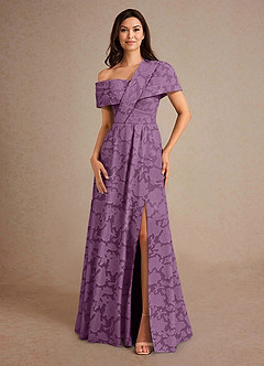 Azazie Milton Mother of the Bride Dresses Wisteria A-Line Pleated Floral Burnout Dress image4