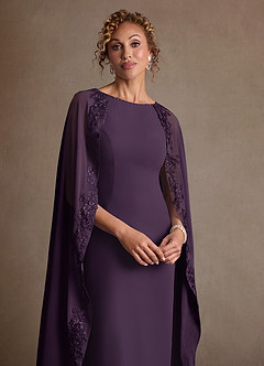 Azazie Artemisia Abiti per la Madre della Sposa Abito Tubino in Chiffon Pizzo Prugna image6