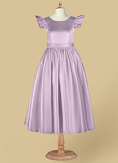 Azazie Violeta vestidos de niña de las flores Vestido de Lila Esmerilada de Satin Mate de Princesa con Lazo image10
