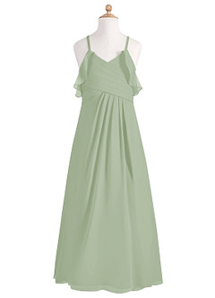 Azazie Dakota A-Line Off the Shoulder Chiffon Floor-Length Junior Bridesmaid Dress image9