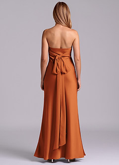 Azazie Ailanie Brudtärnklänningar Klä av Tubklänning i Stretch Satin Axelbandslös Kanel image7