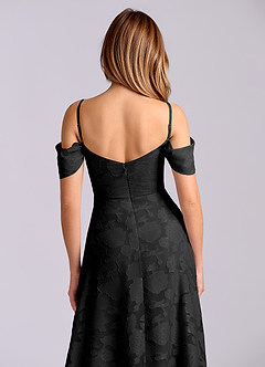 Azazie Marley Final Sale Black A-Line Off the Shoulder Floral Burnout Convertible Dress image2