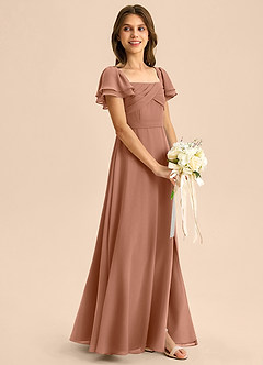 Azazie Azey Junior Bronzer A-Line Ruched Chiffon Dress image6