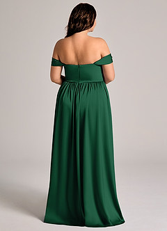 Azazie Calianna Bridesmaid Dresses Dark Green A-Line Off the Shoulder Stretch Satin Convertible Dress image7