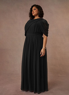 Azazie Olena Mother of the Bride Dresses Black A-Line Sequins Chiffon Dress image9