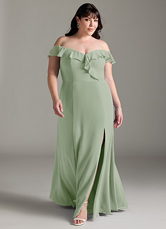 Azazie Sophie Bridesmaid Dresses Dusty Sage A-Line Off the Shoulder Chiffon Convertible Dress image6