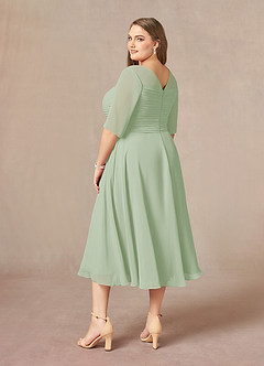 Azazie Naomi Mother of the Bride Dresses Dusty Sage A-Line Boatneck Pleated Chiffon Dress image13