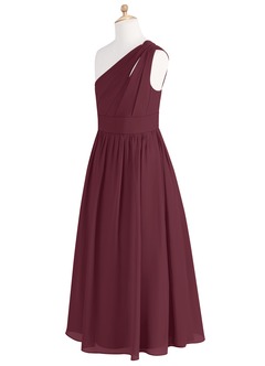 Azazie Molly Junior Cabernet A-Line Pleated Chiffon Dress image9