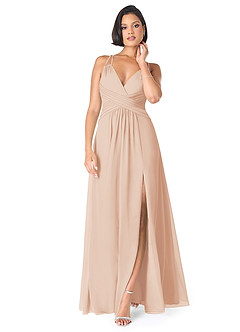 Azazie Farren Bridesmaid Dresses English Rose A-Line Pleated Chiffon Convertible Dress image1