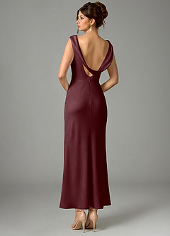 Azazie Kieryn Bridesmaid Dresses Sangria Mermaid Pleated Stretch Satin Dress image5