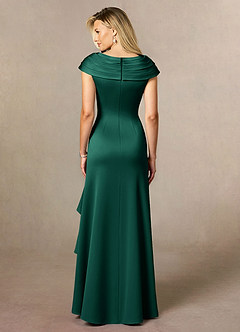 Azazie Anderson Mother of the Bride Dresses Emerald A-Line Pleated Stretch Satin Dress image2