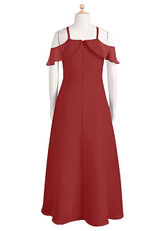 Azazie Dakota Junior Jurk van Chiffon met A-Lijn Off the Shoulder Roest image7