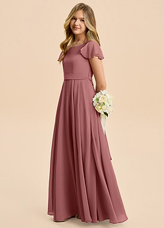 Azazie Cady Junior Amethyst A-Line Pleated Chiffon Dress image7