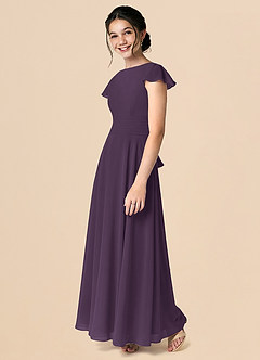 Azazie Payton Plum A-Line Bow Chiffon Dress image5