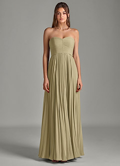 Azazie Chiana Final Sale Dusty Blue A-Line Strapless Chiffon Dress image4