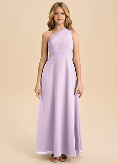 Azazie Phaedra Junior Frosted Lilac A-Line Pleated Chiffon Dress image4