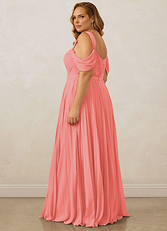 Christian Siriano Bridal for Azazie 1013 Bridesmaid Dresses Coral A-Line Off the Shoulder Chiffon Dress image15