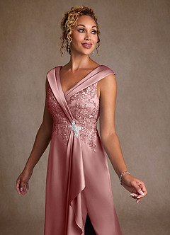 Azazie Santa Monica Mother of the Bride Dresses Dusty Rose A-Line Lace Dress image5