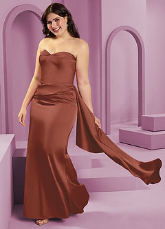 Barbie ♥ Azazie Bridesmaid Dresses Auburn Sheath Strapless Stretch Satin Convertible Dress image14