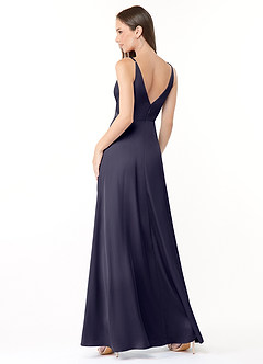 Azazie Dalilah Bridesmaid Dresses Stormy A-Line V-Neck Pleated Stretch Satin Dress image2