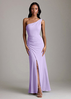 Azazie Madelyn Bridesmaid Dresses Lilac Mermaid One Shoulder Chiffon Convertible Dress image6
