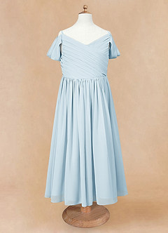 Azazie Chelle Abiti da Ragazza di Fiori Abito A-Line in Chiffon Plissettato Azzurro image6