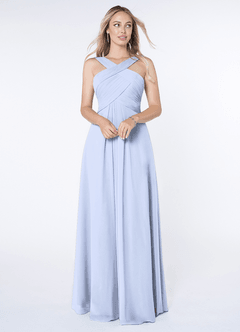 Azazie Kaleigh Bridesmaid Dresses Ice A-Line Pleated Chiffon Dress image1