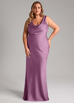 Azazie Rylina Bridesmaid Dresses Wisteria Mermaid Stretch Satin Dress image7