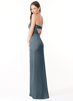 Azazie Leonis Robes de demoiselle d'honneur Robe Sirène Convertible en Satin extensible Plissée Violet Crépusculaire image7