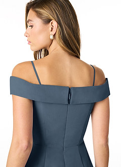 Azazie Lecia Abiti da Damigella Abito Convertibile Impero in Chiffon A pieghe con spalle scoperte Blu Nettuno image5