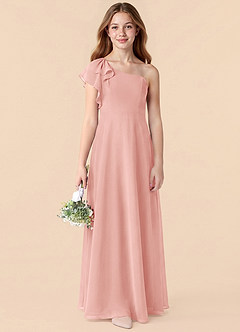 Azazie Arabella Junior Rosette A-Line Ruched Chiffon Dress image6