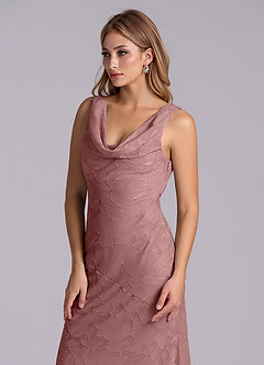 Azazie Rylina Final Sale Dusty Rose Mermaid Floral Burnout Dress image6