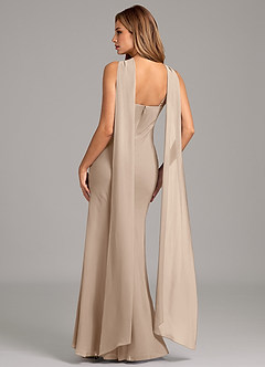 Azazie Kinsley Bridesmaid Dresses Taupe Mermaid Pleated Chiffon Dress image2