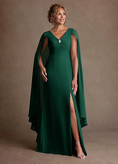 Azazie Boudica Klänningar till brudens mor Klä A-Line i Chiffong Plisserad Smaragdgrön image3