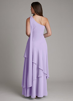 Azazie Monique Bridesmaid Dresses Lilac A-Line One Shoulder Chiffon Dress image2