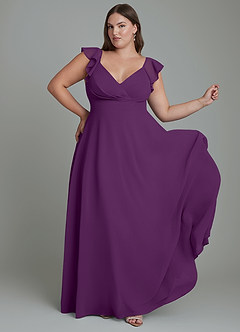 Azazie Leilani Bridesmaid Dresses Grape A-Line Pleated Chiffon Dress image8
