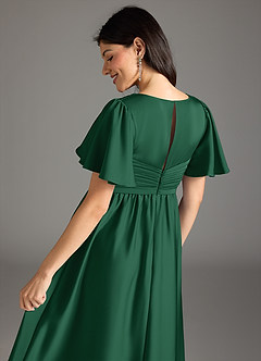 Azazie Verna Robes de demoiselle d'honneur de maternité Robe Trapèze Rayé Longueur ras du sol Satin extensible image8