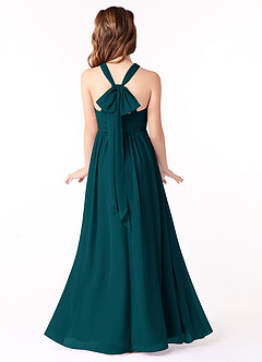 Azazie Jaylah Junior Pine A-Line Ruched Chiffon Dress image1
