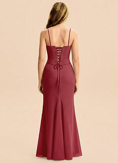 Azazie Sorrel Junior Pomegranate Mermaid Pleated Chiffon Dress image7