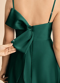 Azazie Isolde Junior Linia A Pofałdowany Satyna elastyczna Długość podłogi Młodsza druhna Sukienka image6