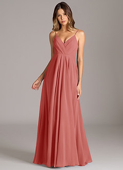 Azazie Amani Brautjungfernkleider A-Linie Plissee Chiffon Kleid Antike Rose image4